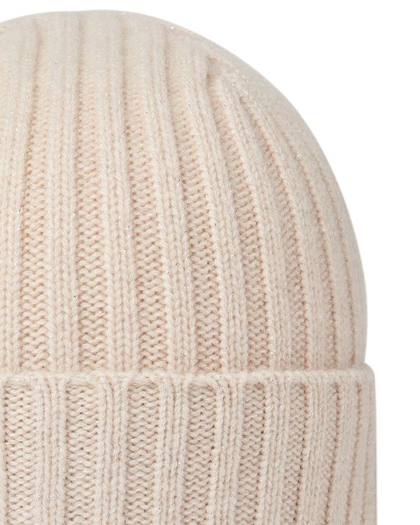 N.peal Women's Chunky Ribbed Cashmere Hat In Ecru White Sparkle