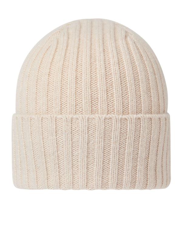 n.peal Women's Chunky Ribbed Cashmere Hat In Ecru White Sparkle