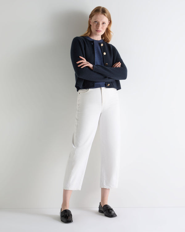 N.peal Women's Collarless Jacquard Cashmere Jacket In Navy Blue