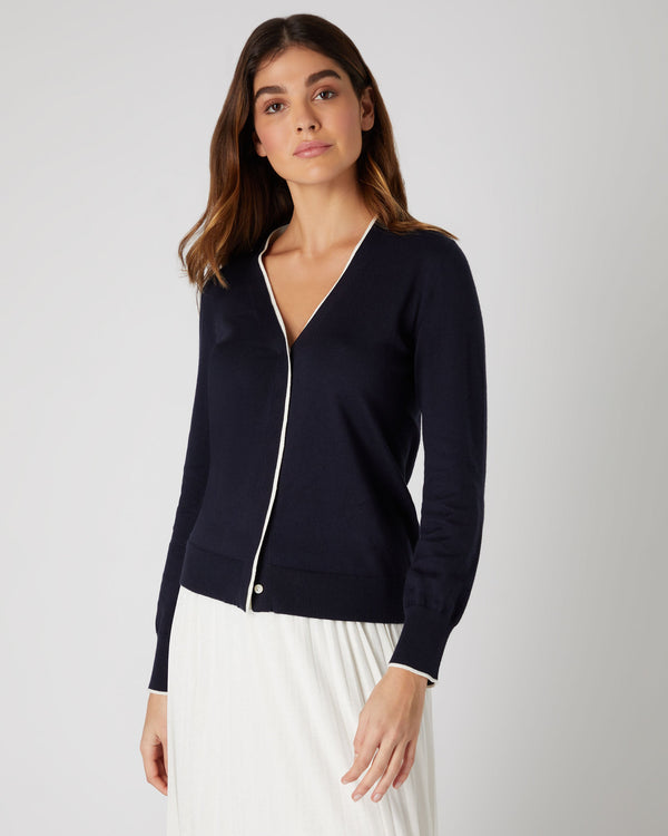 n.peal Women's Cotton Cashmere Cardigan In Navy Blue