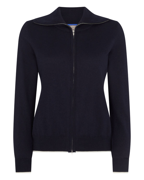 N.peal Women's Cotton Cashmere Full Zip Sweater In Navy Blue