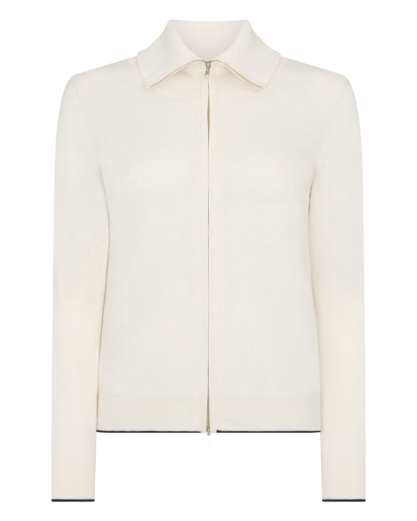 N.peal Women's Cotton Cashmere Full Zip Sweater In New Ivory White