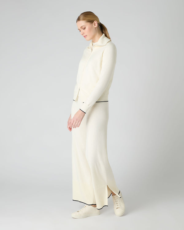 N.peal Women's Cotton Cashmere Full Zip Sweater In New Ivory White