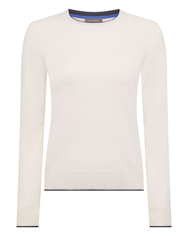 N.peal Women's Cotton Cashmere Round Neck Sweater In New Ivory White