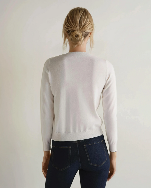 N.peal Women's Cotton Cashmere Round Neck Sweater In New Ivory White