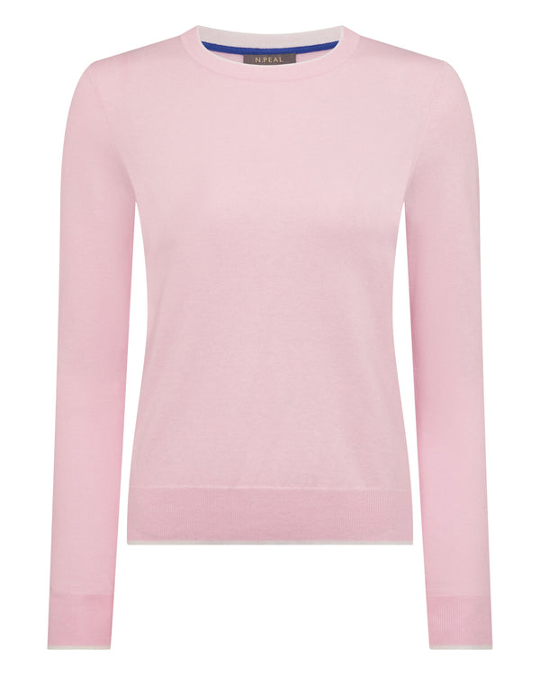 N.peal Women's Cotton Cashmere Round Neck Sweater In Spring Pink