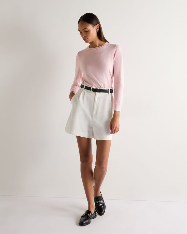 N.peal Women's Cotton Cashmere Round Neck Sweater In Spring Pink