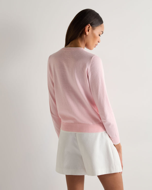 N.peal Women's Cotton Cashmere Round Neck Sweater In Spring Pink
