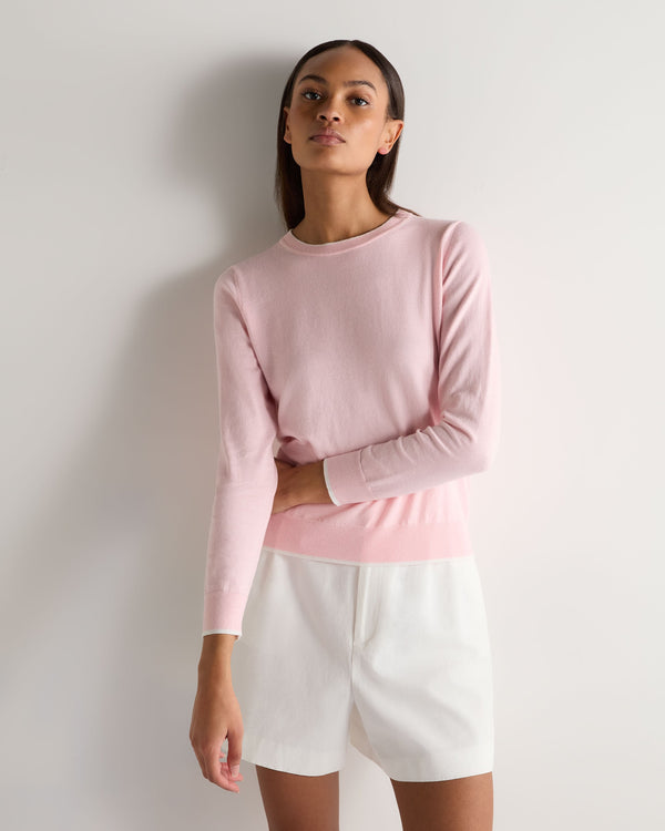 n.peal Women's Cotton Cashmere Round Neck Sweater In Spring Pink