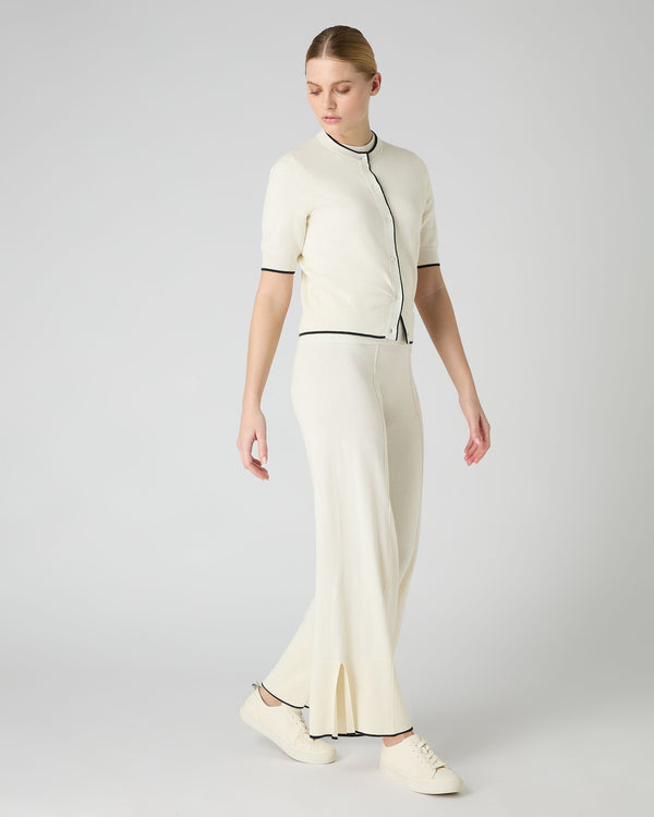 N.peal Women's Cotton Cashmere Short Sleeve Cardigan In New Ivory White