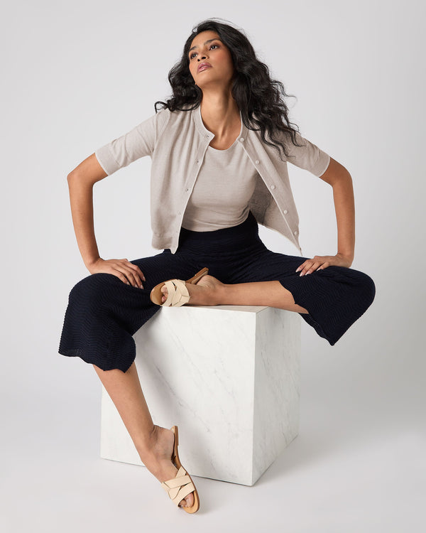 N.peal Women's Cotton Cashmere Short Sleeve Cardigan In Sandstone Brown