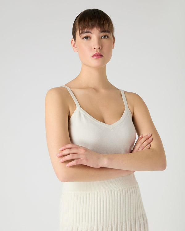 n.peal Women's Cotton Cashmere Silk Camisole In New Ivory White