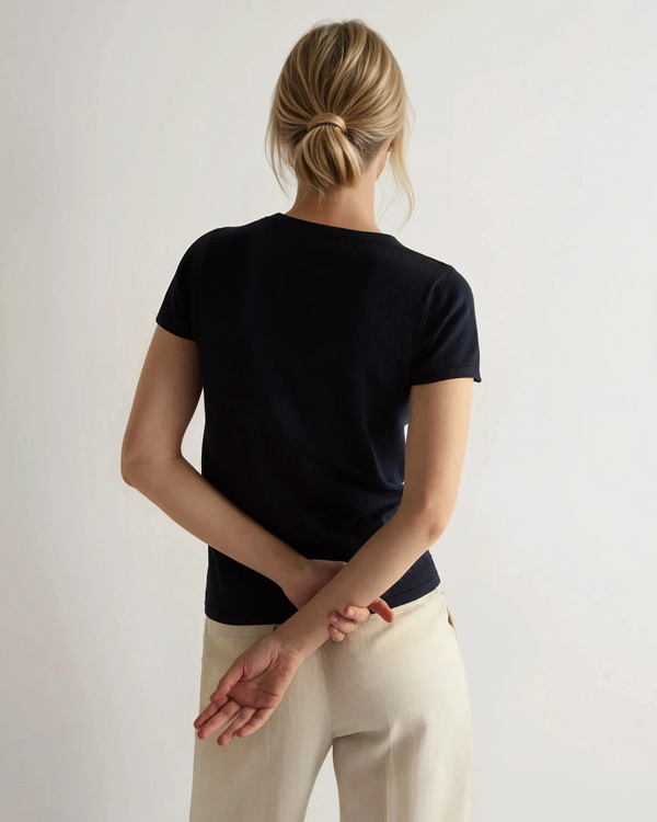 N.peal Women's Cotton Cashmere Silk T-Shirt In Navy Blue