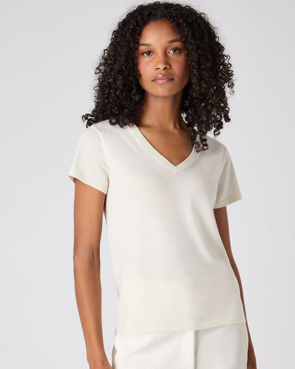 n.peal Women's Cotton Cashmere Silk T-Shirt In New Ivory White