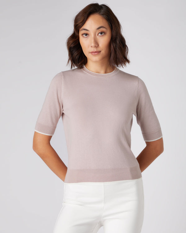 n.peal Women's Cotton Cashmere T-Shirt In Dune Pink