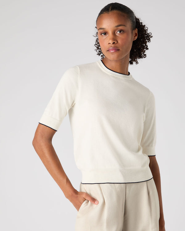 n.peal Women's Cotton Cashmere T-Shirt In New Ivory White