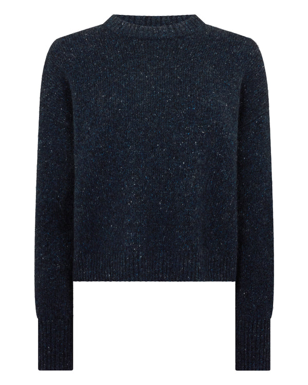 N.peal Women's Cropped Marl Cashmere Sweater In Atlantic Blue Melange