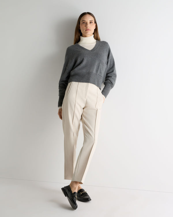 N.peal Women's Cropped V Neck Cashmere Sweater In Elephant Grey