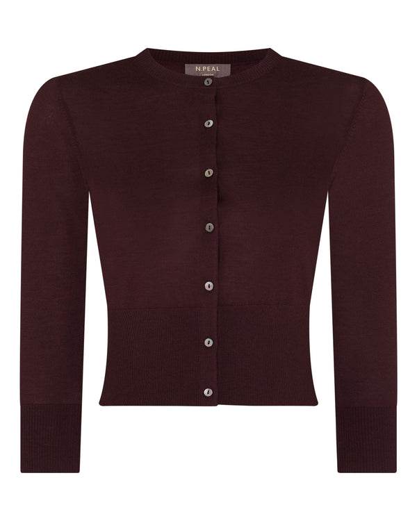 N.peal Women's Darcie Superfine Cashmere Cropped Cardigan In Claret Red