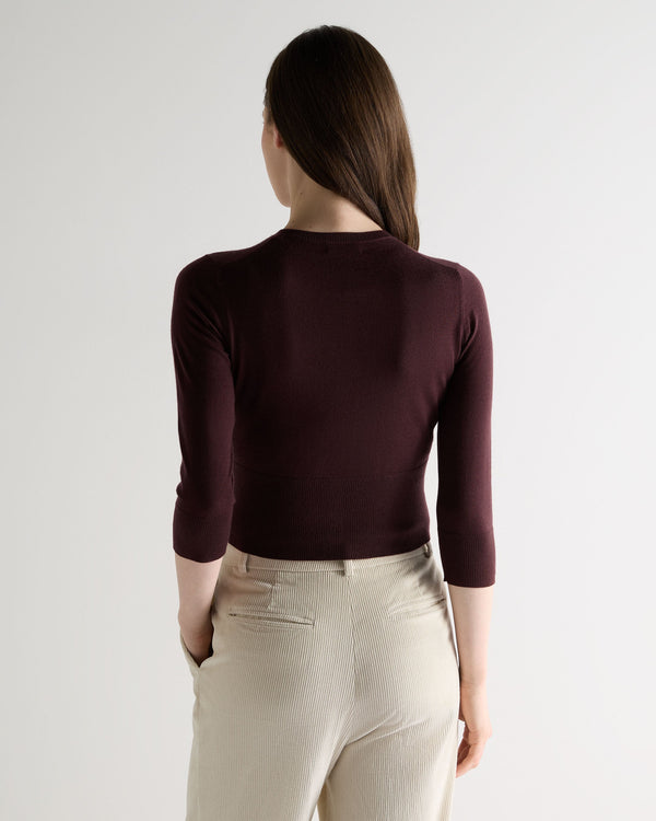 N.peal Women's Darcie Superfine Cashmere Cropped Cardigan In Claret Red