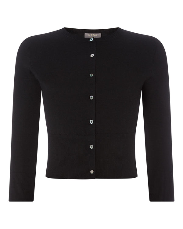 N.peal Women's Darcie Superfine Cashmere Cropped Cardigan In Black