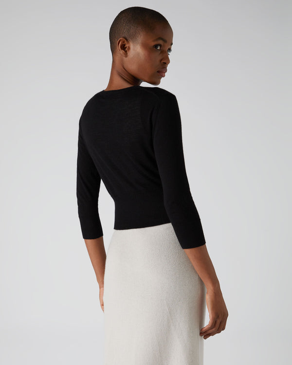 N.peal Women's Darcie Superfine Cashmere Cropped Cardigan In Black