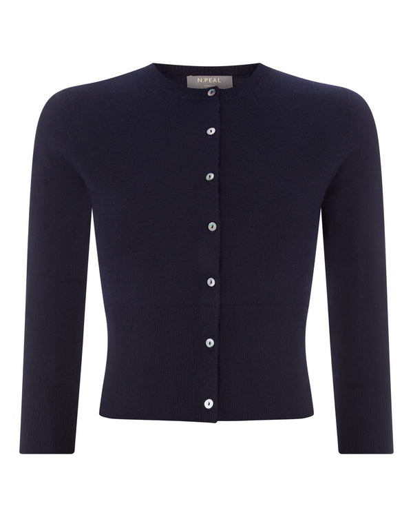 N.peal Women's Darcie Superfine Cashmere Cropped Cardigan In Navy Blue