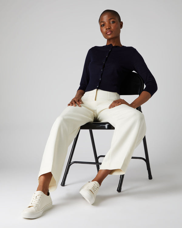 N.peal Women's Darcie Superfine Cashmere Cropped Cardigan In Navy Blue