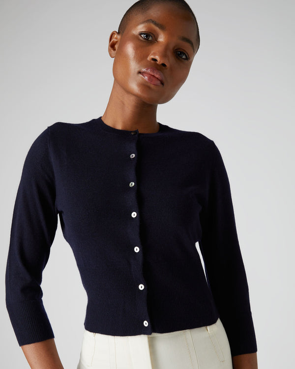 n.peal Women's Darcie Superfine Cashmere Cropped Cardigan In Navy Blue