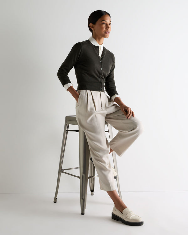 N.peal Women's Darcie Superfine Cashmere Cropped Cardigan In Arabica Khaki Green