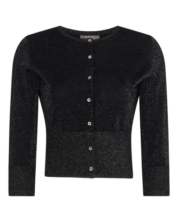 N.peal Women's Darcie Superfine Cashmere Cropped Cardigan With Lurex In Black Sparkle