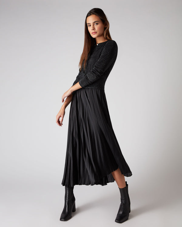 N.peal Women's Darcie Superfine Cashmere Cropped Cardigan With Lurex In Black Sparkle