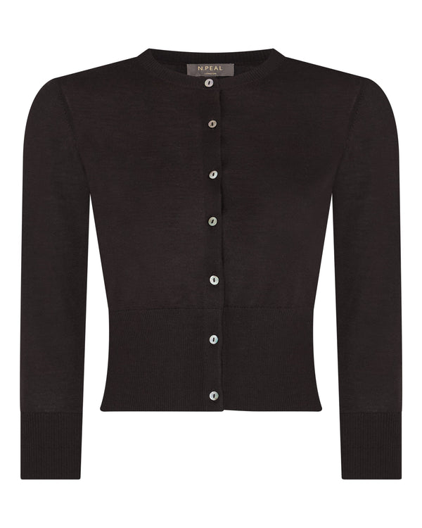 N.peal Women's Darcie Superfine Cashmere Cropped Cardigan In Chocolate Brown