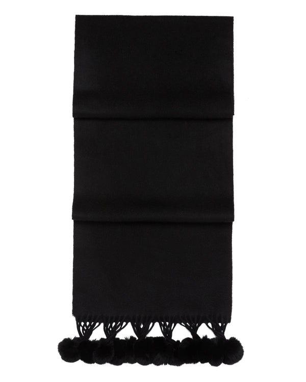 n.peal Women's Davos Fur Bobble Cashmere Scarf In Black