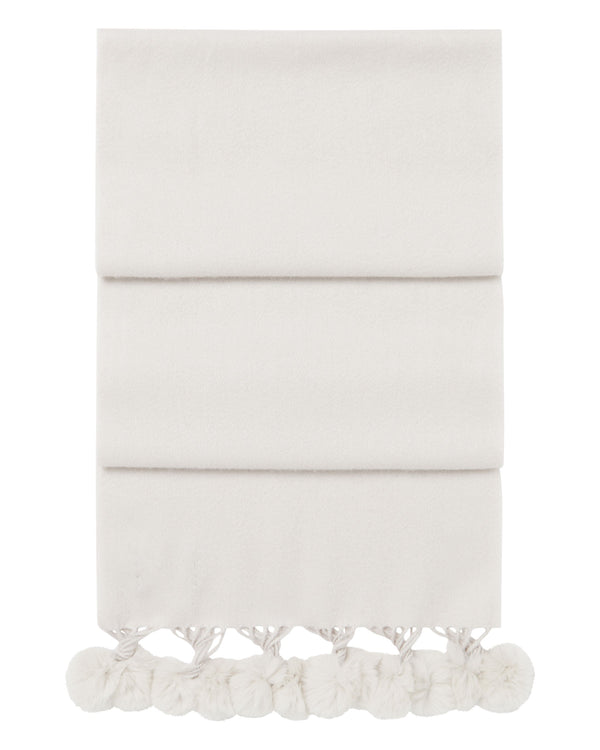 n.peal Women's Davos Fur Bobble Cashmere Scarf In Snow Grey