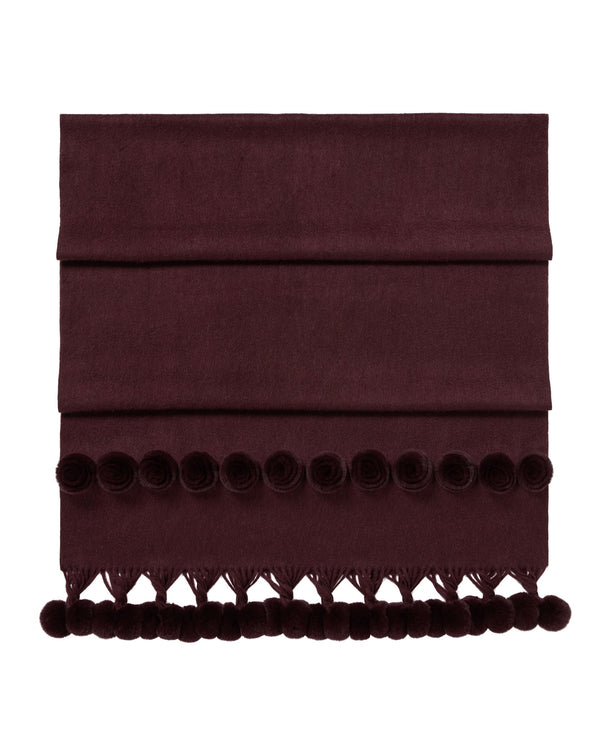 n.peal Women's Davos Fur Bobble Woven Shawl In Claret Red