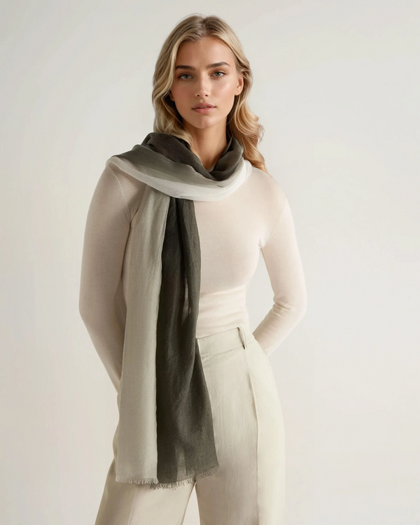 N.peal Women's Dip Dye Cashmere Scarf In Arabica Khaki Green