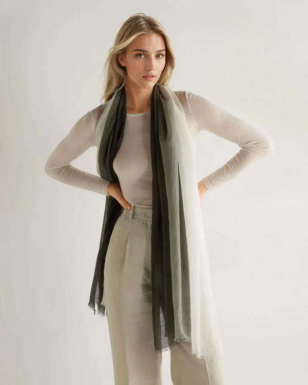 N.peal Women's Dip Dye Cashmere Scarf In Arabica Khaki Green
