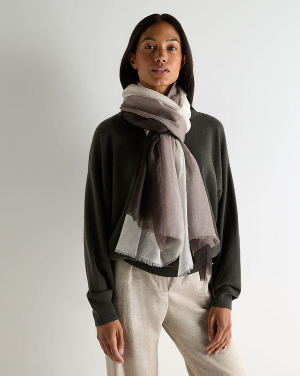 N.peal Women's Dip Dye Cashmere Scarf In Chocolate Brown