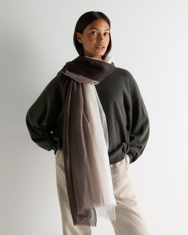 N.peal Women's Dip Dye Cashmere Scarf In Chocolate Brown