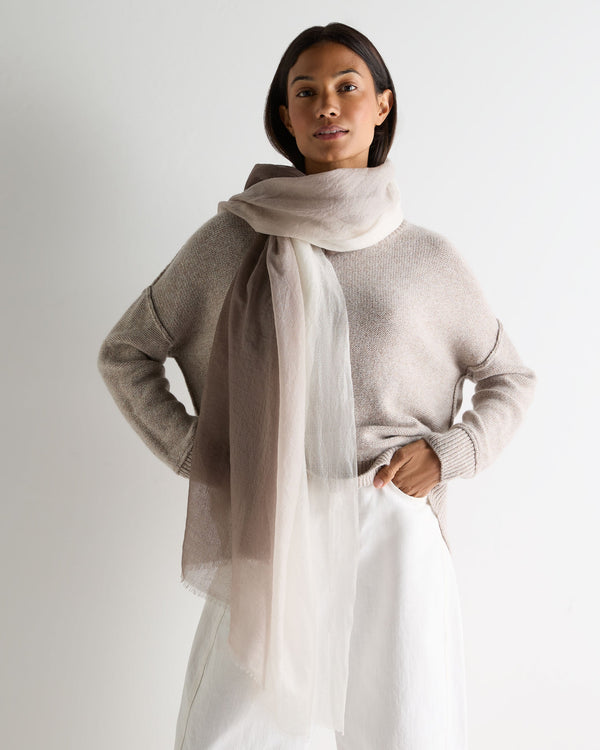 N.peal Women's Dip Dye Cashmere Scarf In Otter Brown