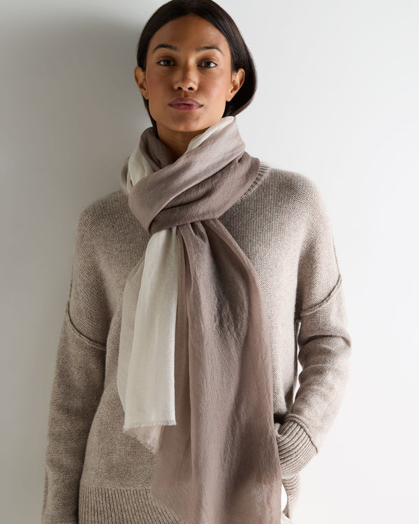 N.peal Women's Dip Dye Cashmere Scarf In Otter Brown