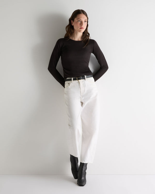 N.peal Women's Eden Superfine Cashmere Round Neck Top In Chocolate Brown