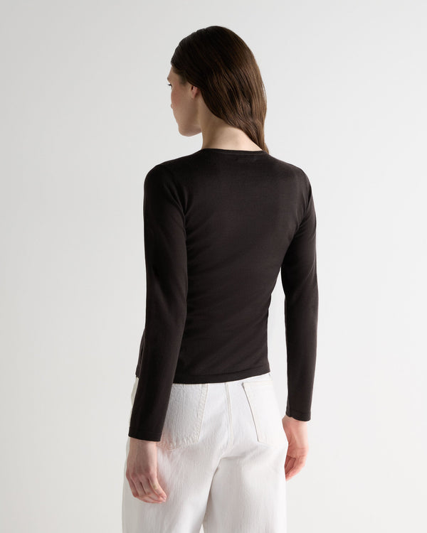 N.peal Women's Eden Superfine Cashmere Round Neck Top In Chocolate Brown