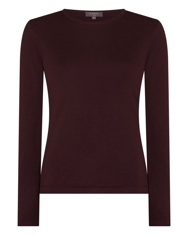 N.peal Women's Eden Superfine Cashmere Round Neck Top In Claret Red