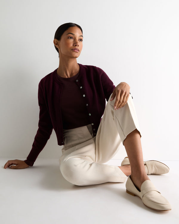 N.peal Women's Eden Superfine Cashmere Round Neck Top In Claret Red