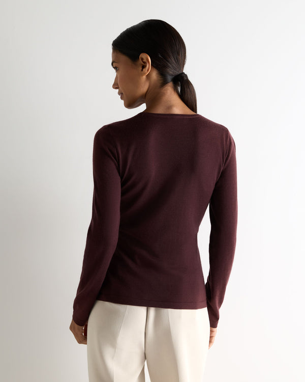 N.peal Women's Eden Superfine Cashmere Round Neck Top In Claret Red