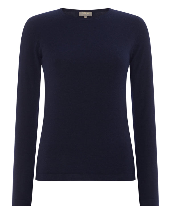 N.peal Women's Eden Superfine Cashmere Round Neck Top In Navy Blue