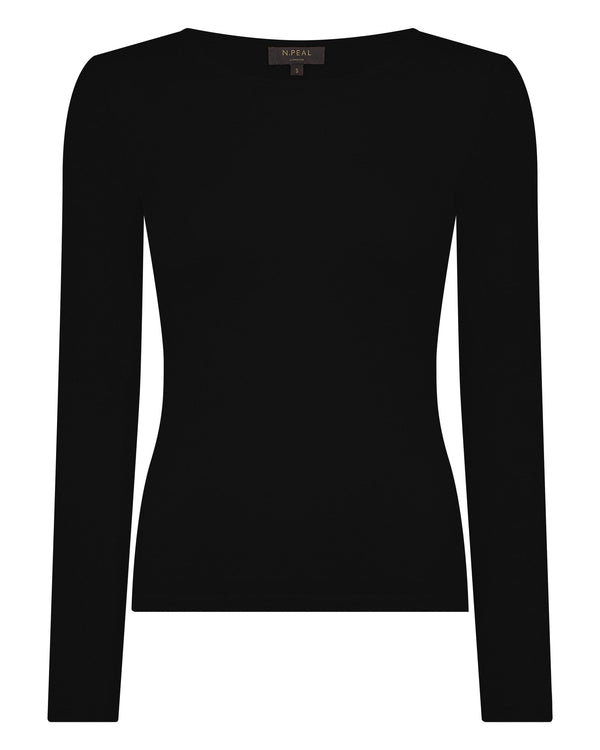 N.peal Women's Eden Superfine Cashmere Round Neck Top In Black