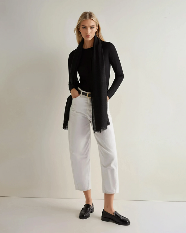 N.peal Women's Eden Superfine Cashmere Round Neck Top In Black